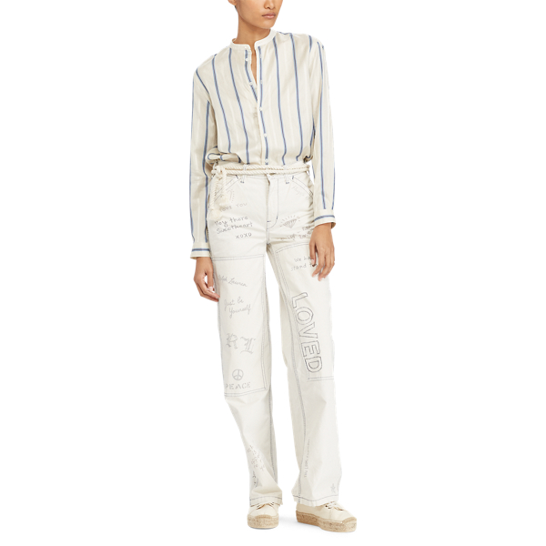 Pantalon &agrave; jambe large graffiti Polo Ralph Lauren en Graffiti blanc 3