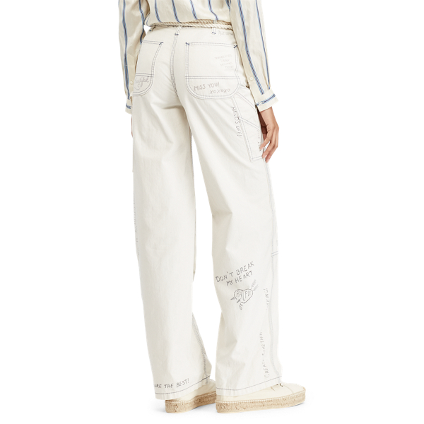 Pantalon &agrave; jambe large graffiti Polo Ralph Lauren en Graffiti blanc 5