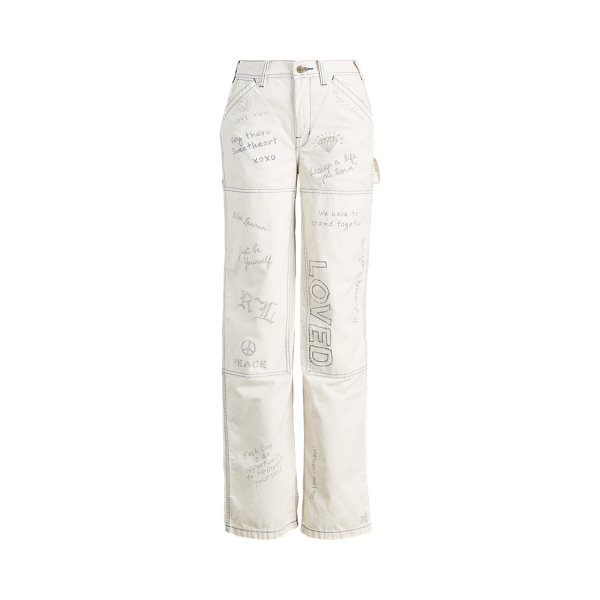 Pantalon &agrave; jambe large graffiti Polo Ralph Lauren en Graffiti blanc 2