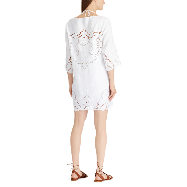 Etuikleid aus Leinen mit Spitze Polo Ralph Lauren in Wei&szlig; 6