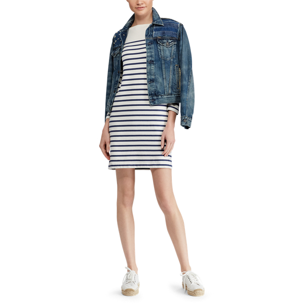 Nevis/Light Navy Striped Jersey Dress Polo Ralph Lauren 3