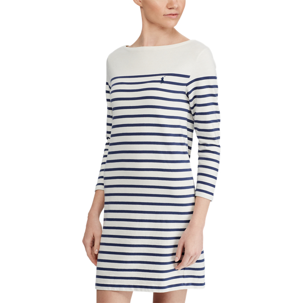 Nevis/Light Navy Striped Jersey Dress Polo Ralph Lauren 4