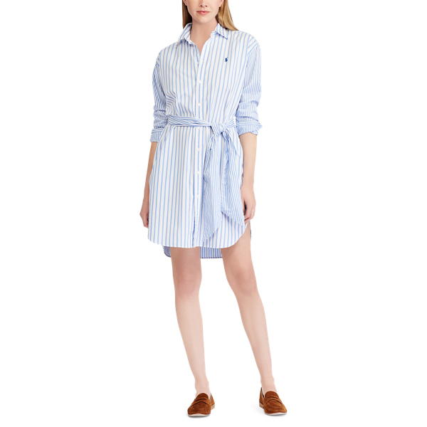 Gestreiftes Hemdkleid aus Baumwolle Polo Ralph Lauren in Chopin-Blau/Wei&szlig; gestreift 4