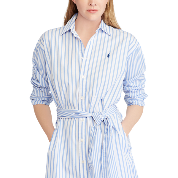 Gestreiftes Hemdkleid aus Baumwolle Polo Ralph Lauren in Chopin-Blau/Wei&szlig; gestreift 7