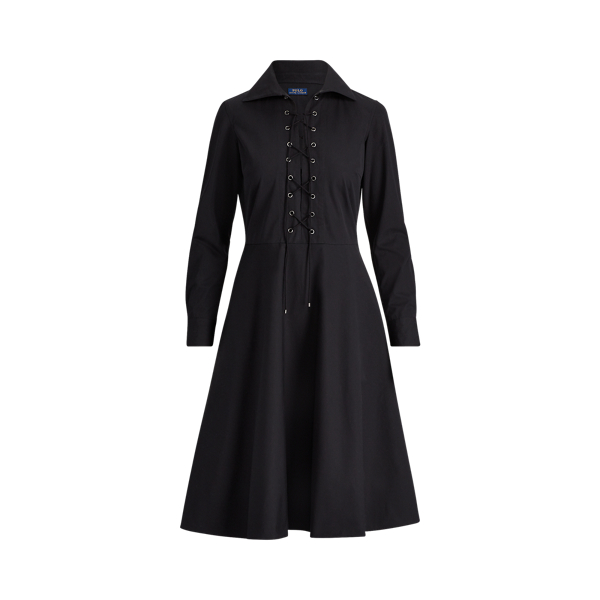 Black Lace-Up Cotton Shirtdress Polo Ralph Lauren 2