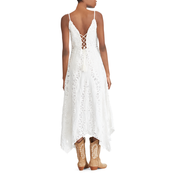 Linen Eyelet Maxidress Polo Ralph Lauren em White 5