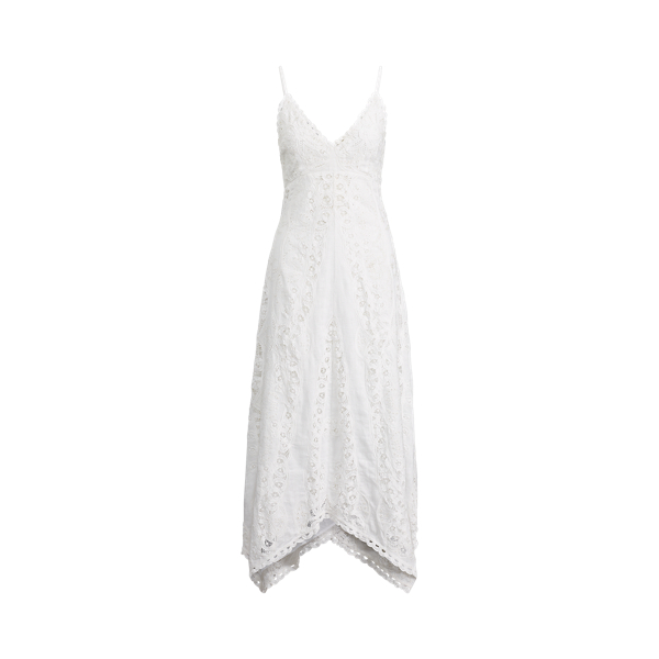 Linen Eyelet Maxidress Polo Ralph Lauren em White 2