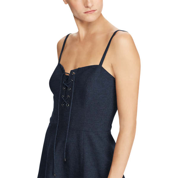 Indigo Lace-Up Seersucker Dress Polo Ralph Lauren 4