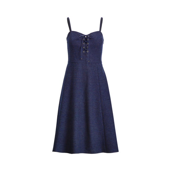 Indigo Lace-Up Seersucker Dress Polo Ralph Lauren 2
