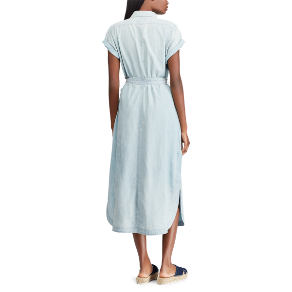 Light Indigo Cotton-Linen Shirtdress Polo Ralph Lauren 5