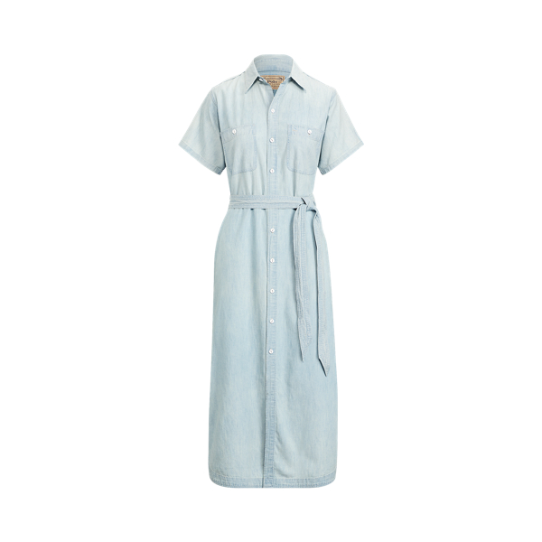 Light Indigo Cotton-Linen Shirtdress Polo Ralph Lauren 2