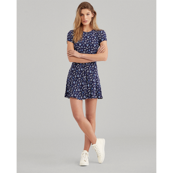 Ships Wheel Print Rückenfreies Crêpe-Kleid mit Druck Polo Ralph Lauren 1