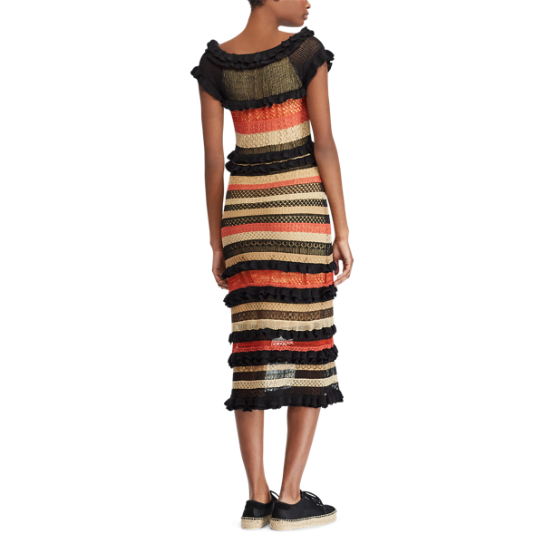 Robe maxi ray&eacute;e en lin m&eacute;lang&eacute; Polo Ralph Lauren en Sable multi 5