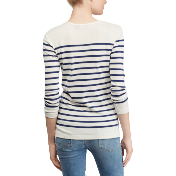 Geripptes T-Shirt aus Baumwolle Polo Ralph Lauren in Helles Navy/Nevis 5