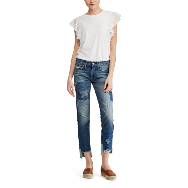 Eyelet-Sleeve Jersey Top Polo Ralph Lauren em White 3