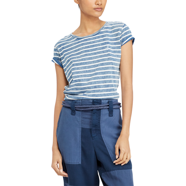 Med Indigo/Nevis Striped Crewneck T-Shirt Polo Ralph Lauren 4