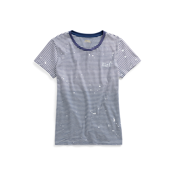 Rustic Navy/Nevis Paint-Splatter Striped T-Shirt Polo Ralph Lauren 2
