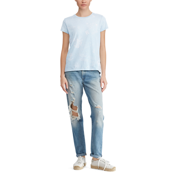 Nautical-Print Cotton T-Shirt Polo Ralph Lauren en Alpine Blue 4