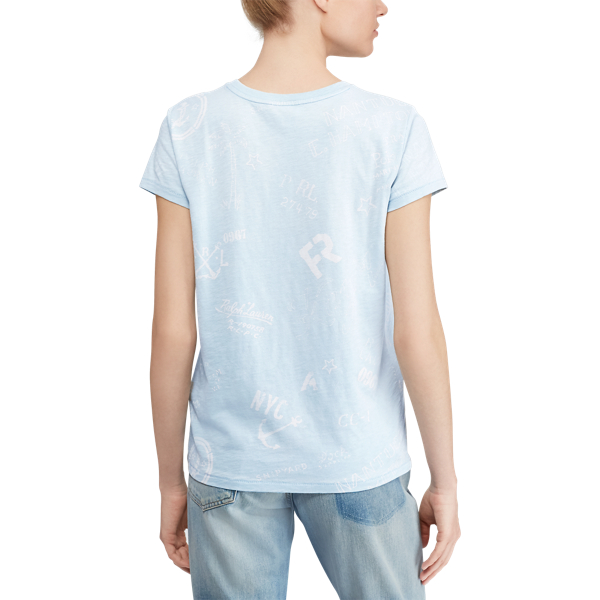Nautical-Print Cotton T-Shirt Polo Ralph Lauren en Alpine Blue 6