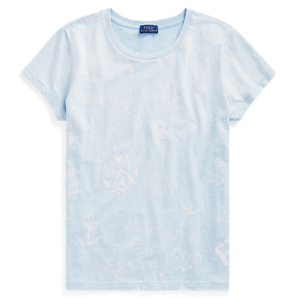 Nautical-Print Cotton T-Shirt Polo Ralph Lauren en Alpine Blue 2