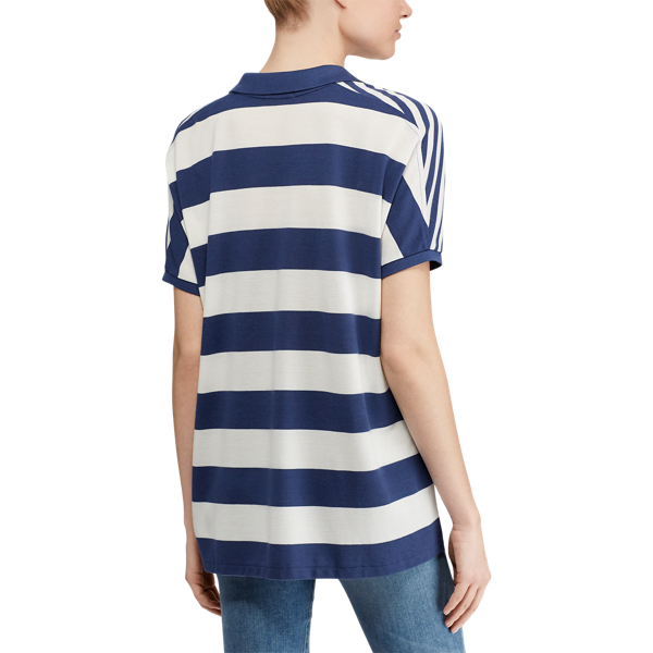 Deckwash White/Light Navy Striped Poncho Mesh Polo Shirt Polo Ralph Lauren 5