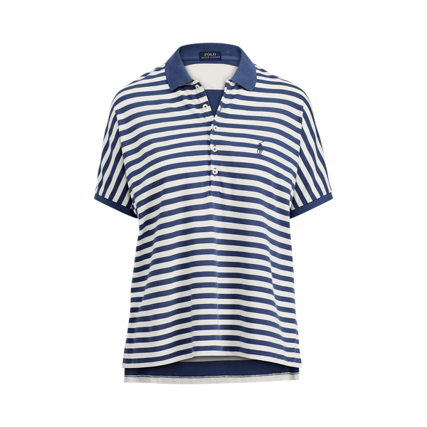 Deckwash White/Light Navy Striped Poncho Mesh Polo Shirt Polo Ralph Lauren 2