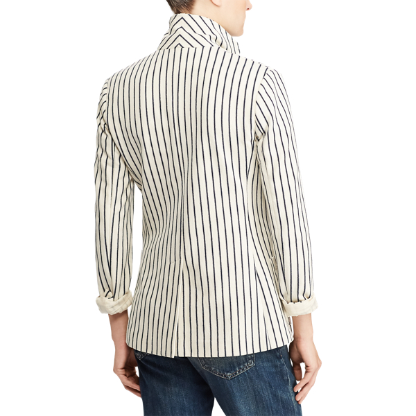 Gestreifter Baumwollstrickblazer Polo Ralph Lauren in Winterliches Creme/Tinte 4