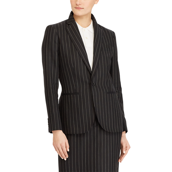 Black/Cream Pinstripe Pinstripe Linen-Wool Jacket Polo Ralph Lauren 5