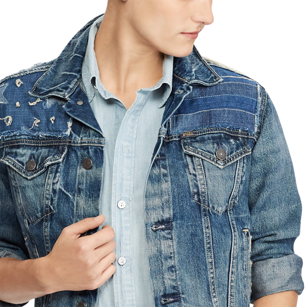 Patchwork-Truckerjacke aus Denim Polo Ralph Lauren in Mittleres Indigo 4