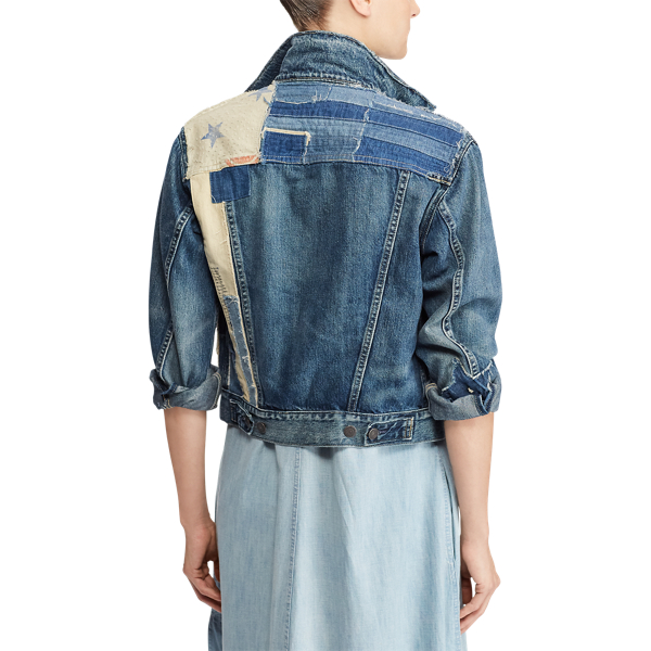 Patchwork-Truckerjacke aus Denim Polo Ralph Lauren in Mittleres Indigo 5