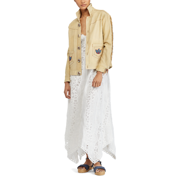 Fransen-Hirschlederjacke mit Perlen Polo Ralph Lauren in Chamois 3