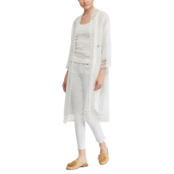White Eyelet-Lace Linen Duster Polo Ralph Lauren 4