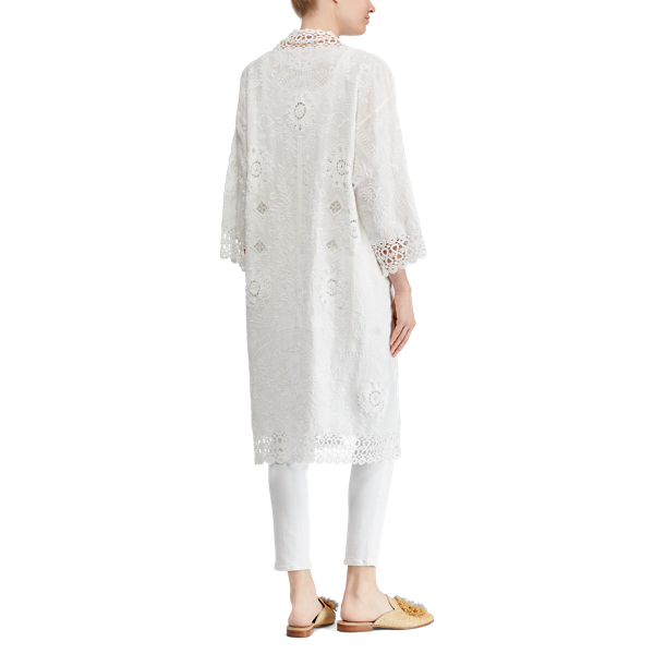 White Eyelet-Lace Linen Duster Polo Ralph Lauren 5