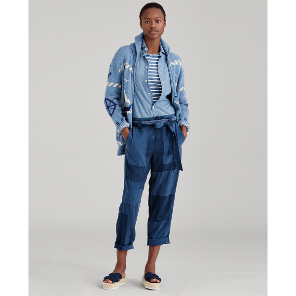 Patchwork-Hose mit geradem Bein Polo Ralph Lauren in Indigo multi 1