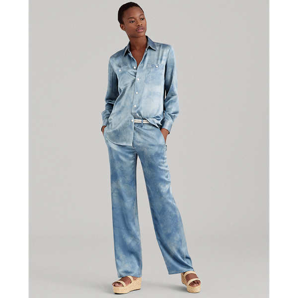 Seidenhose mit weitem Bein Polo Ralph Lauren in Knüpfbatik – Harbour Island 1