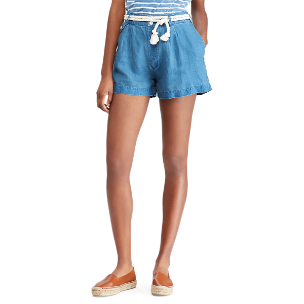 Indigo Rope-Belt Linen Short Polo Ralph Lauren 5