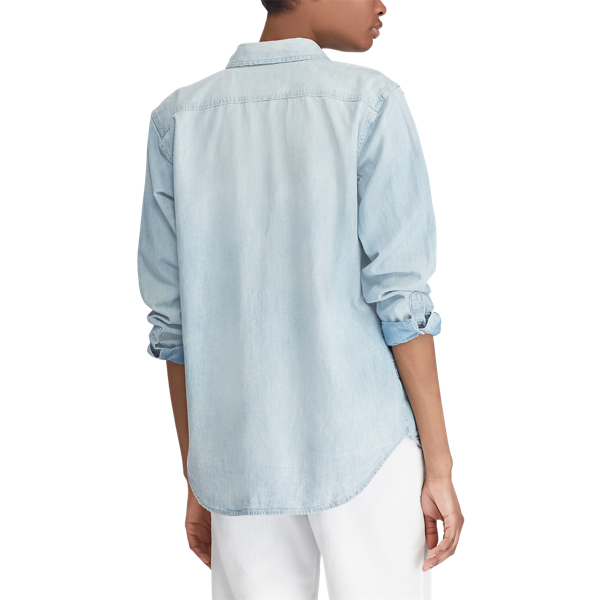 Light Indigo Denim Button-Down Shirt Polo Ralph Lauren 6
