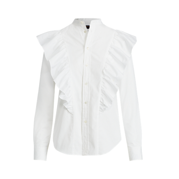 Chemisier &agrave; volants et col boutonn&eacute; Polo Ralph Lauren en Blanc 2