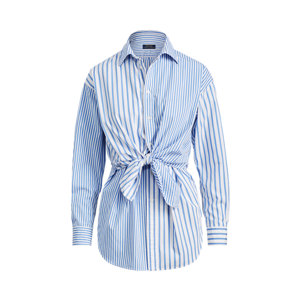 Tie-Front Striped Cotton Shirt Polo Ralph Lauren em Chopin Blue/White 2