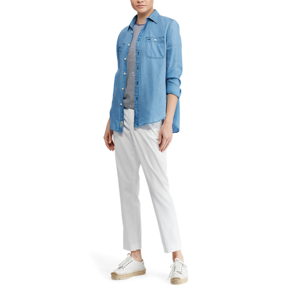 Chemise en lin &agrave; col boutonn&eacute; Polo Ralph Lauren en Indigo 3