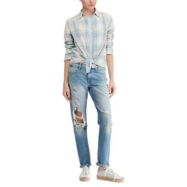 Chemise &eacute;cossaise d&eacute;contract&eacute;e Polo Ralph Lauren en Indigo 4