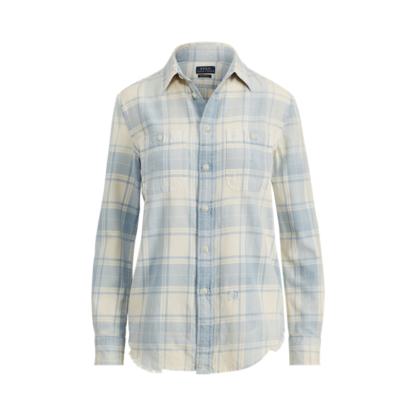 Chemise &eacute;cossaise d&eacute;contract&eacute;e Polo Ralph Lauren en Indigo 2