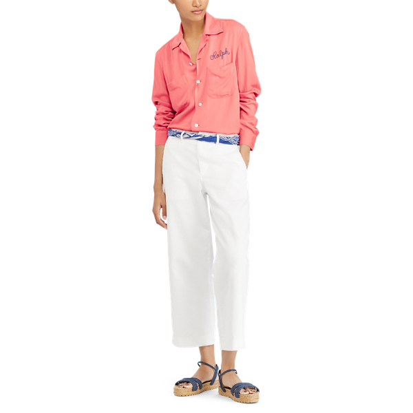 Montauk Red Embroidered Twill Shirt Polo Ralph Lauren 3