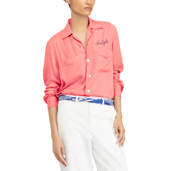 Montauk Red Embroidered Twill Shirt Polo Ralph Lauren 4