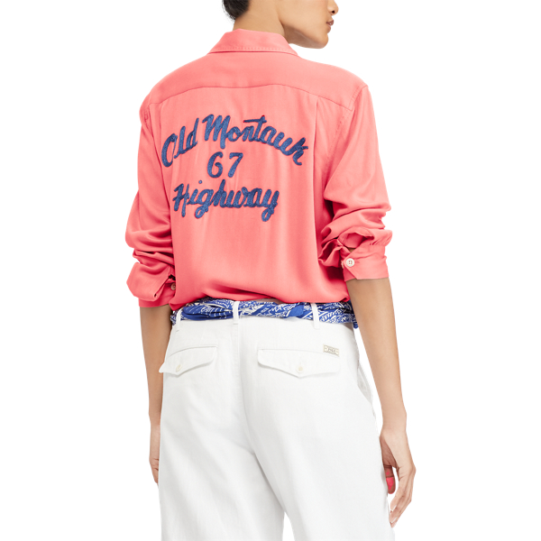 Montauk Red Embroidered Twill Shirt Polo Ralph Lauren 5