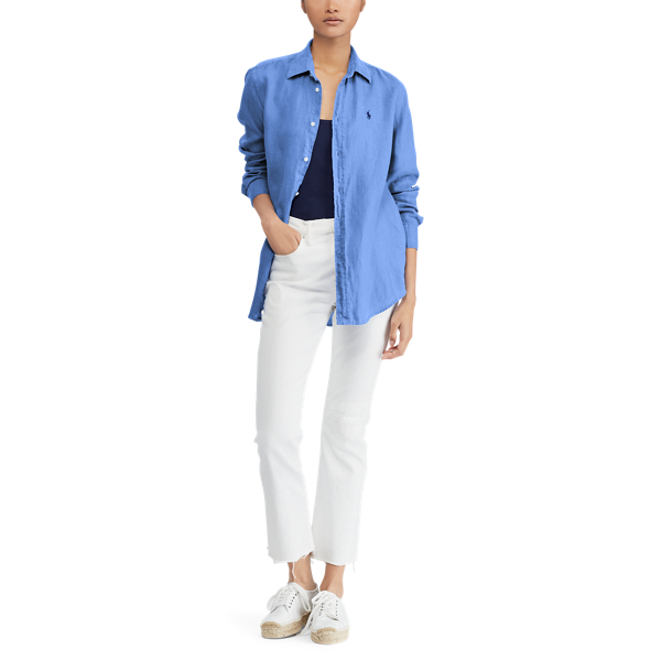 Maidstone Blue Relaxed Fit Linen Shirt Polo Ralph Lauren 3