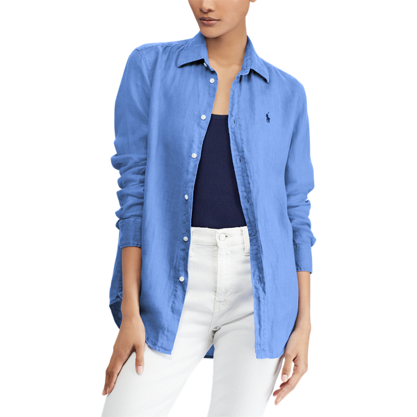 Maidstone Blue Relaxed Fit Linen Shirt Polo Ralph Lauren 4