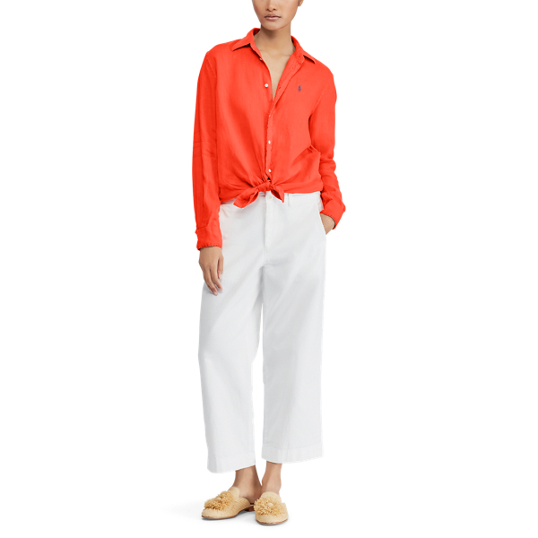 Chemise d&eacute;contract&eacute;e en lin Polo Ralph Lauren en Tomate 3