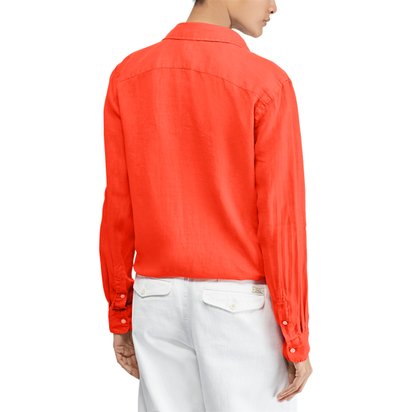 Chemise d&eacute;contract&eacute;e en lin Polo Ralph Lauren en Tomate 5