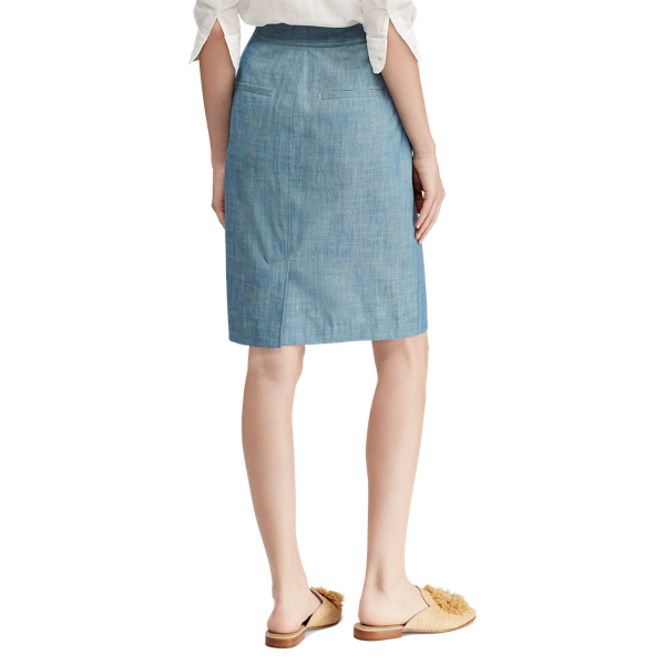 Blue Buckled Chambray Skirt Polo Ralph Lauren 5